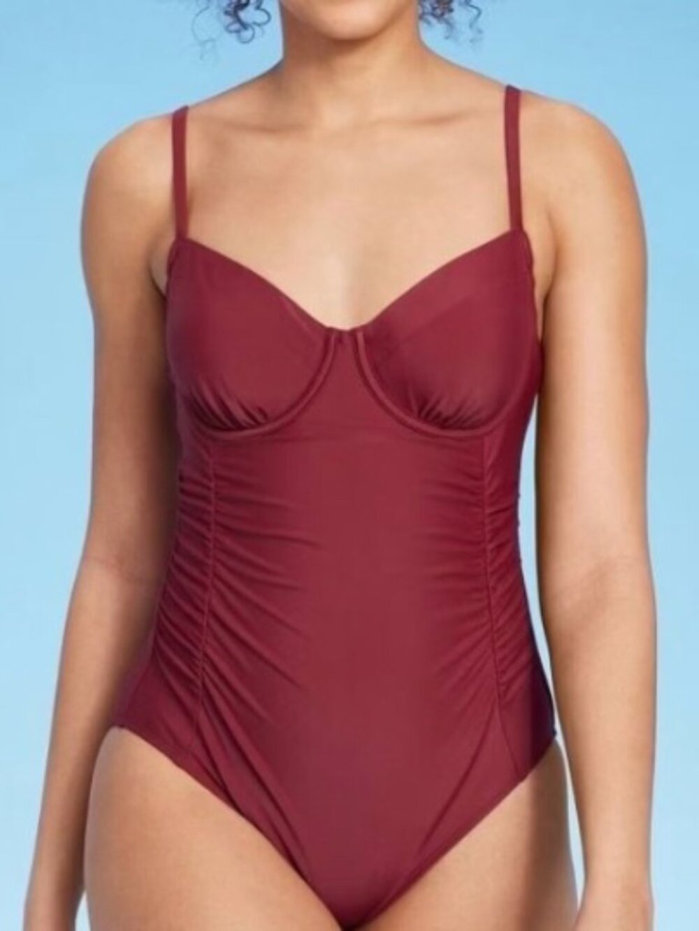 Shade & Shore Ruched Balconette One-Piece Swimsuit S